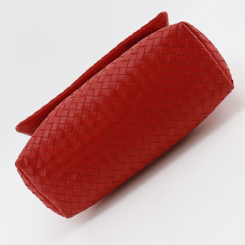 BOTTEGAVENETA Intrecciato Shoulder Bag Red Calfskin Women Used