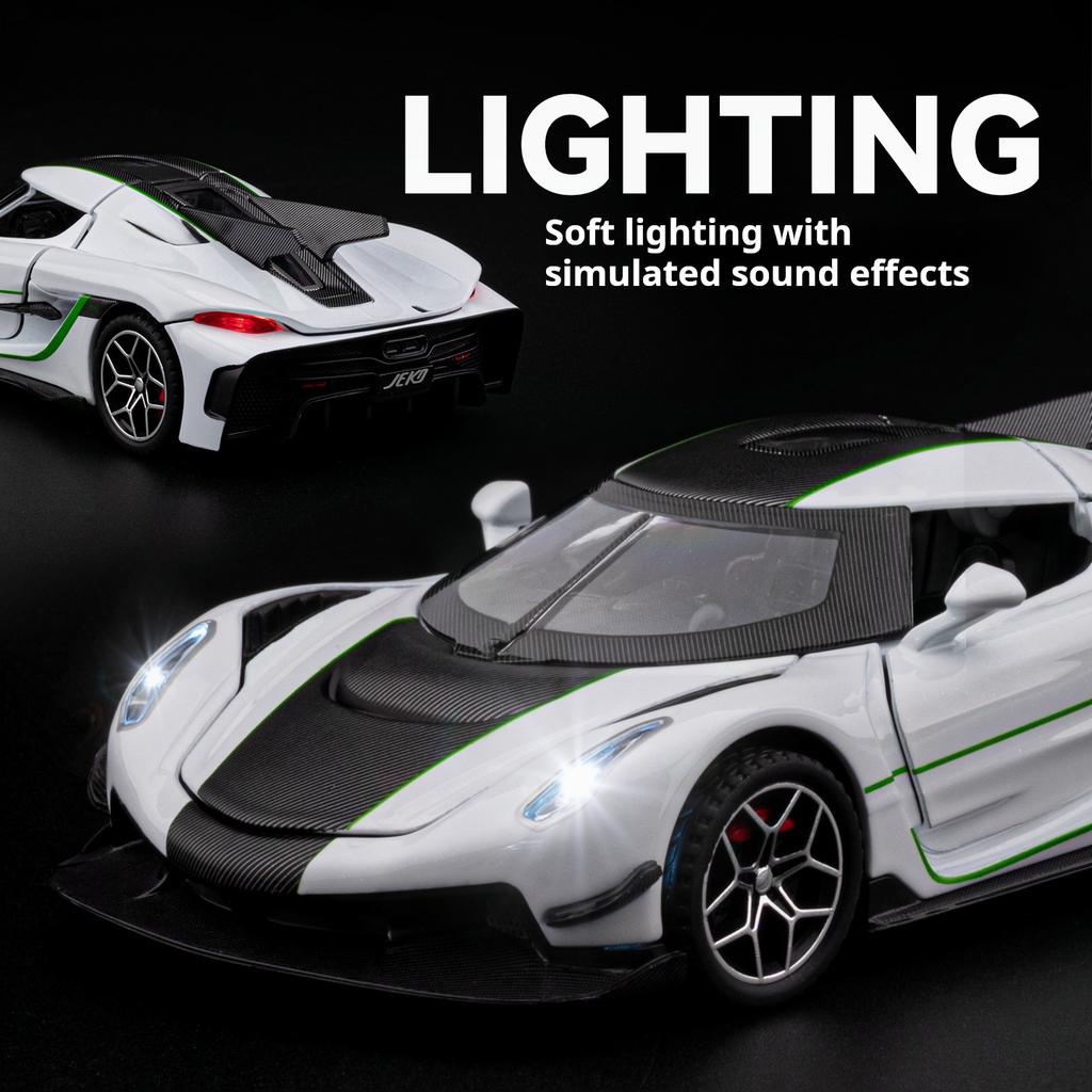1:32 Koenigseg Jesko Model Car Alloy Simulation Super Car Racing Car Model Boys Toy Desktop Decoration Gift Light & Sound