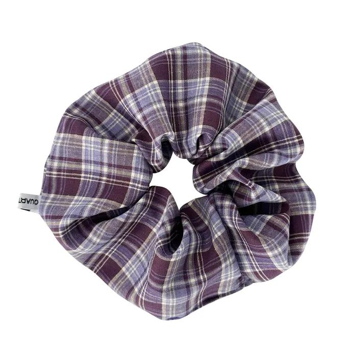 Vintage Check Scrunchie - Purple (Handmade Hair Scrunchie)