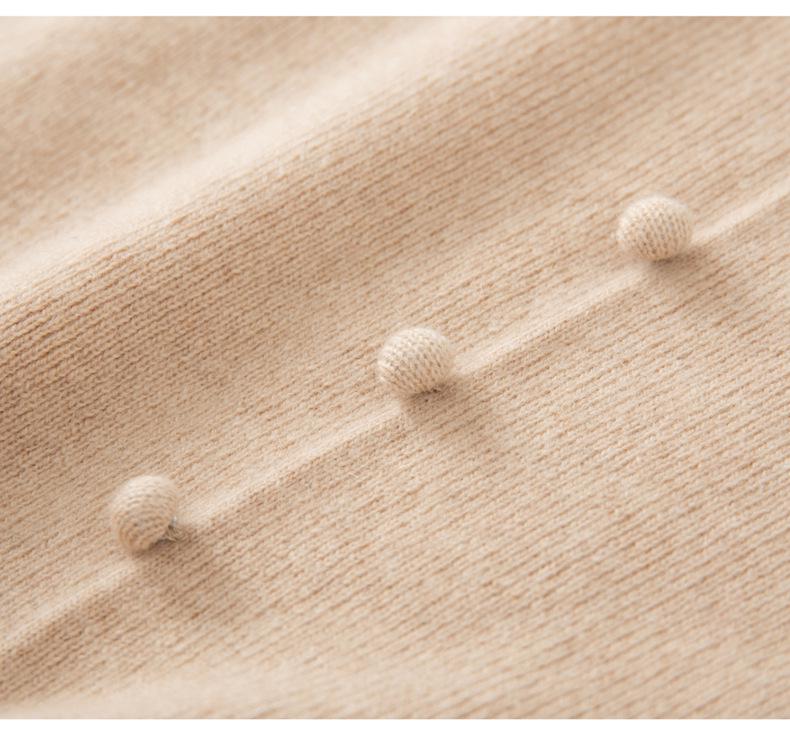 Autumn 2026 Women's Lace V-neck Cashmere Sweater - Elegant Slimming Knitwear