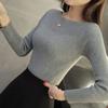 Autumn Winter Long Sleeve Shirt Solid Women Round Collar Sweater Slim One-neck Female Tight Pullover Sweater 6737 50
