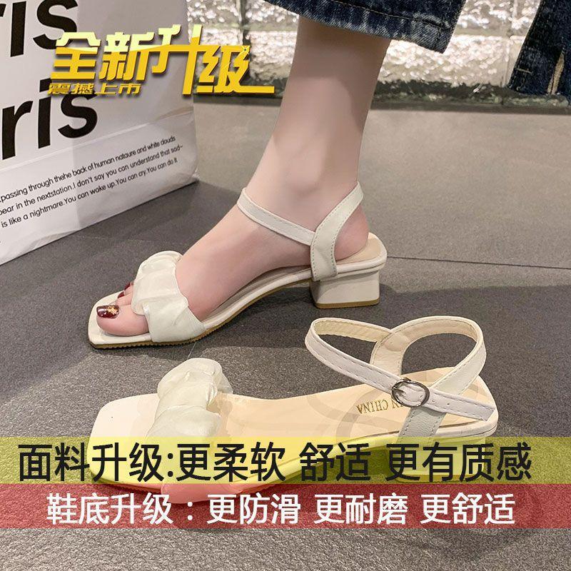 

Мягкие кожаные босоножки женские летние мягкая подошва средний каблук 2025 новый поздний вечерний ветер римские ниши супер фея толстый каблук высокие каблуки 35