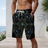 Men Plus Size Colorful Glitter Printed Beach Shorts Drawstring Waist Straight Leg With Side Pockets