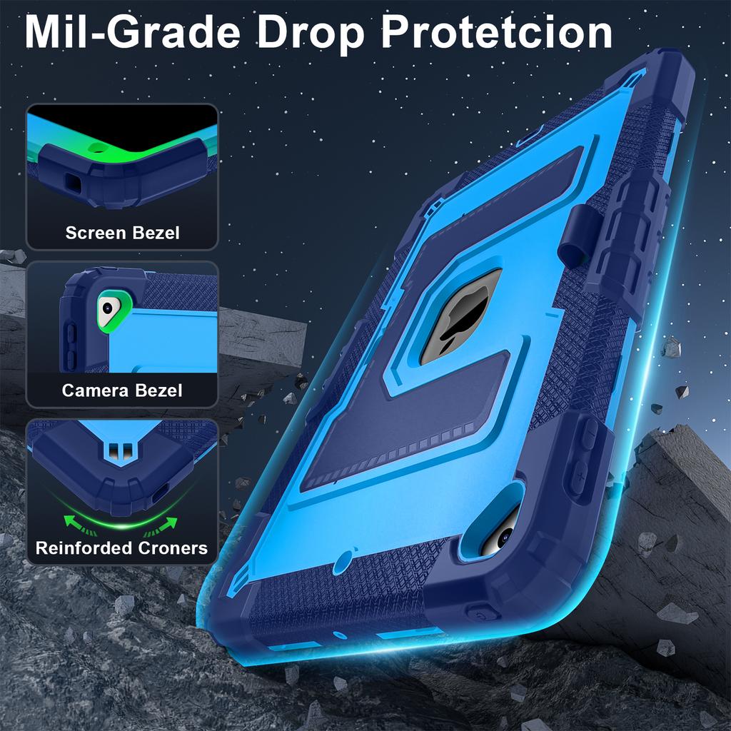 Rugged Heavy Duty Case for iPad 7th 8th 9th Gen 10.2" Display Shockproof Durable Case with Kickstand Crossbody Strap Pen Holder