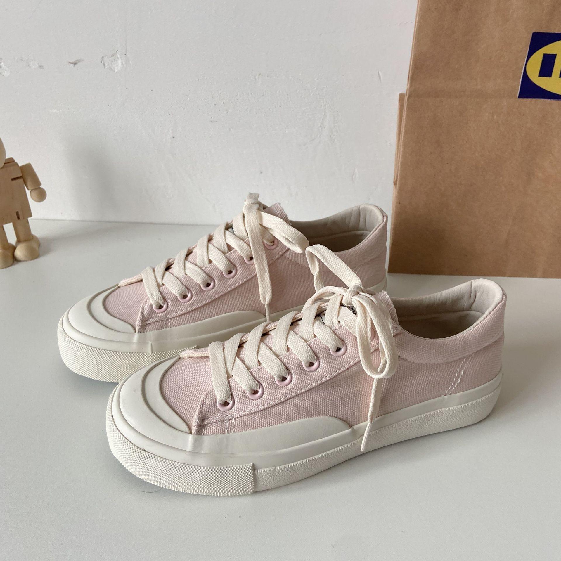 

F76 розовые парусиновые туфли женские ins tide низкие ретро гонконгские ароматы взрыв повседневные туфли для скейтбординга в стиле колледжа белые туфли 40 розовый