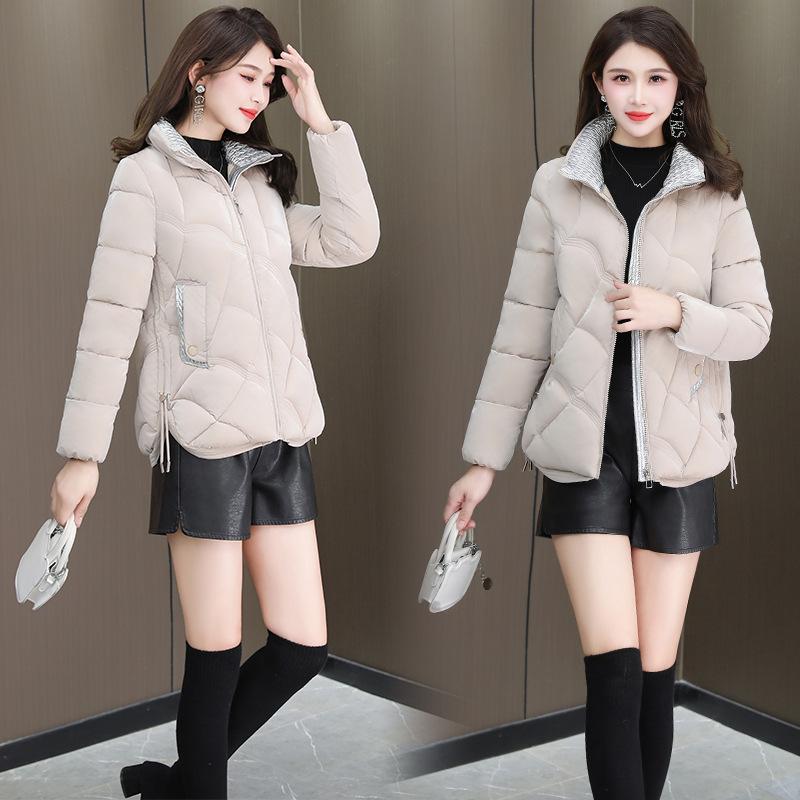 

Красочная перламутровая несмываемая пуховая одежда, новая короткая маленькая одежда с хлопковой подкладкой, женские теплые куртки, зима 5XL бежевый