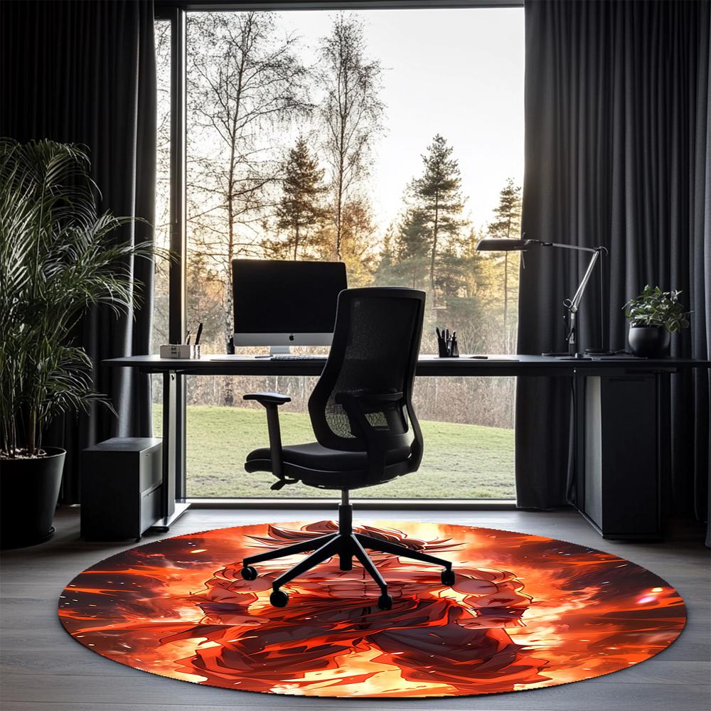 Dragon Ball Printed Round Rug Carpet Chair Rug Area Rug Entryway Doormats,for Office Chair Living Room Bedroom Kitchen Room.
