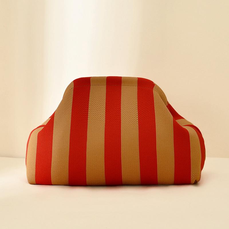 Pochette a Maglia Rigata - Borsa da Giorno Capiente per Trucco e Oggetti Essenziali