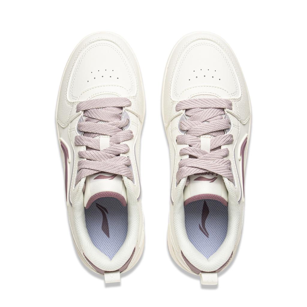New LiNing Tianji Soft Slip Resistant Abrasion Resistant Shock Absorbers Low Top Skateboard Shoes Women's White Purple AGCV342-3