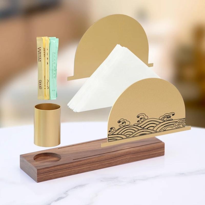 Creative modern luxury Tissue Holder Restaurant Desktop Napkin Paper Rack Kitchen Accessories Ornaments Organizer Dispenser