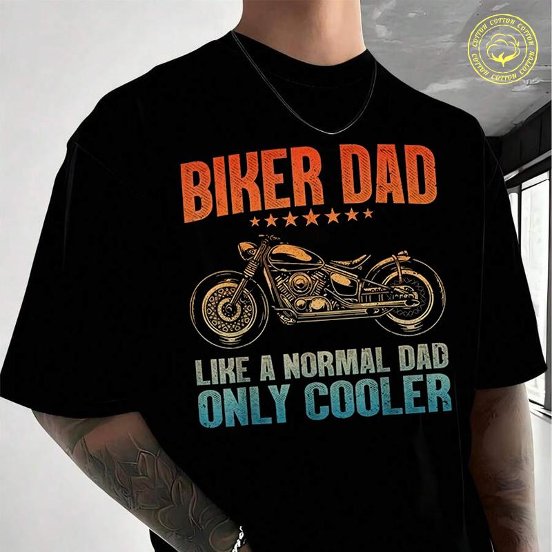 Cool Bike For Dad Motorcycling Motorcycle Moto Cotton T-Shirt Men's Casual O-neck Short Sleeve