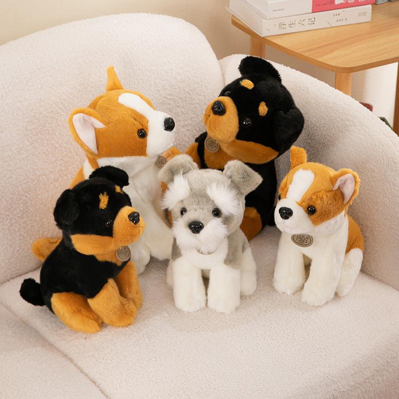 Cute Simulation Schnauzer Plush Toy Dog Doll New Shiba Inu Rottweiler Doll Throw Pillow