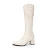 New Autumn and Winter Fashion Boots Women's Medium Heel Long Tube But Knee Boots Thick Heel Rear Zipper V-mouth Boots Soft Leather Pointed