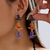 Playful Enamel Witch Hat Pumpkin Candy Dangle Earrings for Women Halloween Statement Earrings Cosplay Party Jewelry Gifts