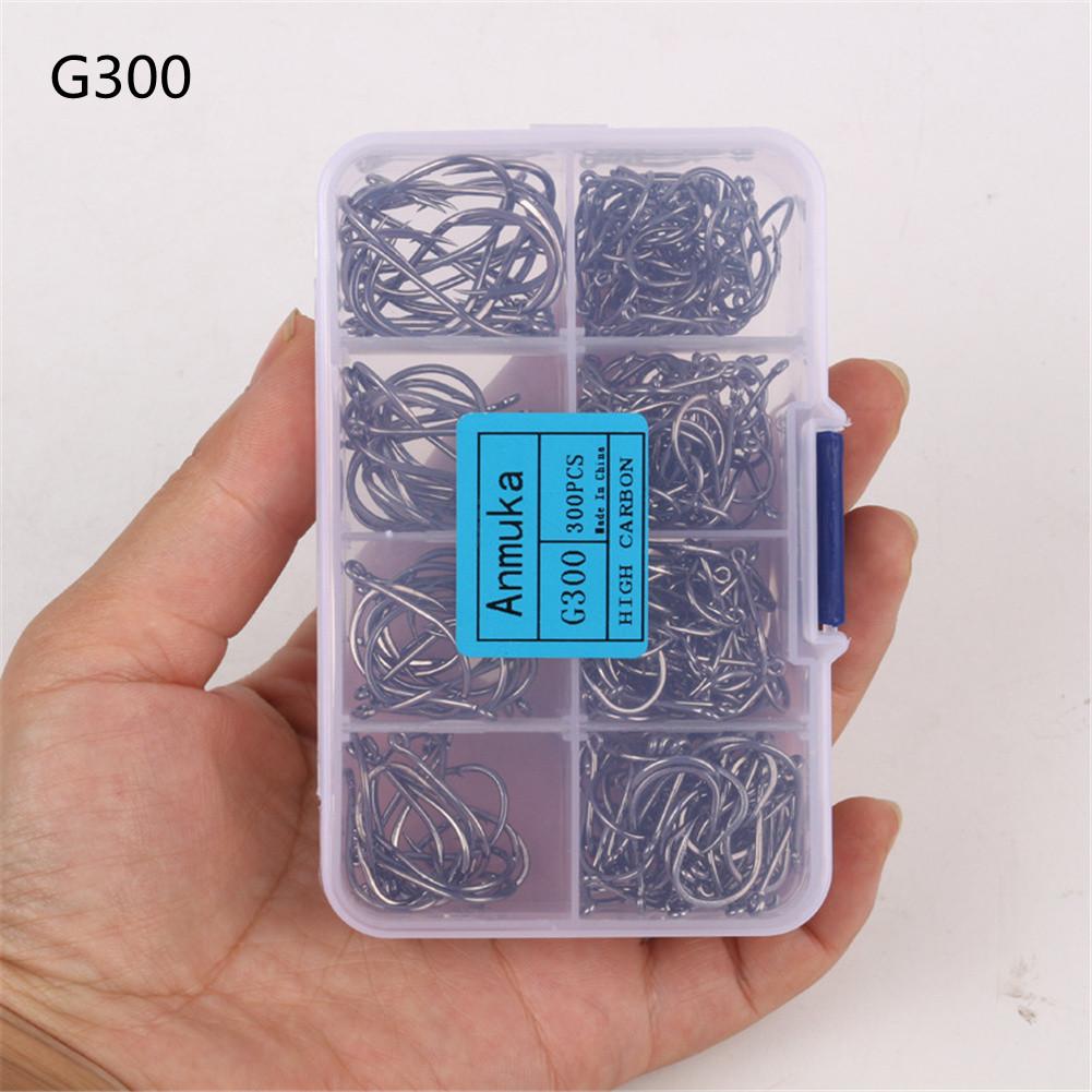 300Pcs/Box ISEAMA Fish Hooks3-16# High Carbon Steel with Circle Hook Mixed