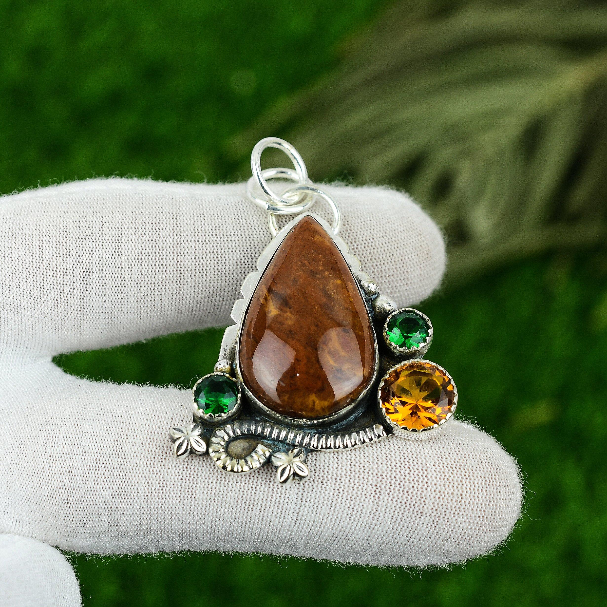 

Натуральный агат с узором Seame Ювелирное изделие Подвеска из стерлингового серебра 925 пробы Для девочек