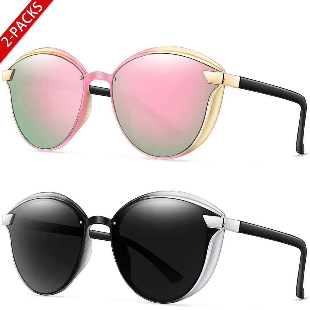 2 Pairs and 6 Pairs Vacation Sun Glasses Plastic Light Classic Oval Eyewear for Women and Men for Outdoor Travel Beach Vocation