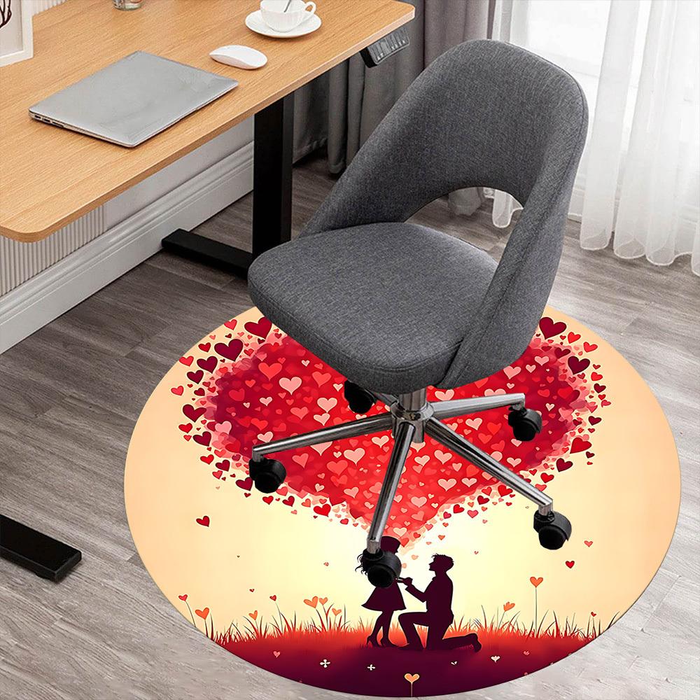 1pc love proposal Round Chair mat Area Rug - Non-Slip, Floor Mat for Office, Bedroom, and Indoor Decor c1125286