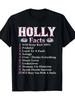 Unisex T-shirt Holly FACTS Floral Print T-Shirt - Casual Sporty Round Neck Shirt with Holly Berry Medium-Stretch Me
