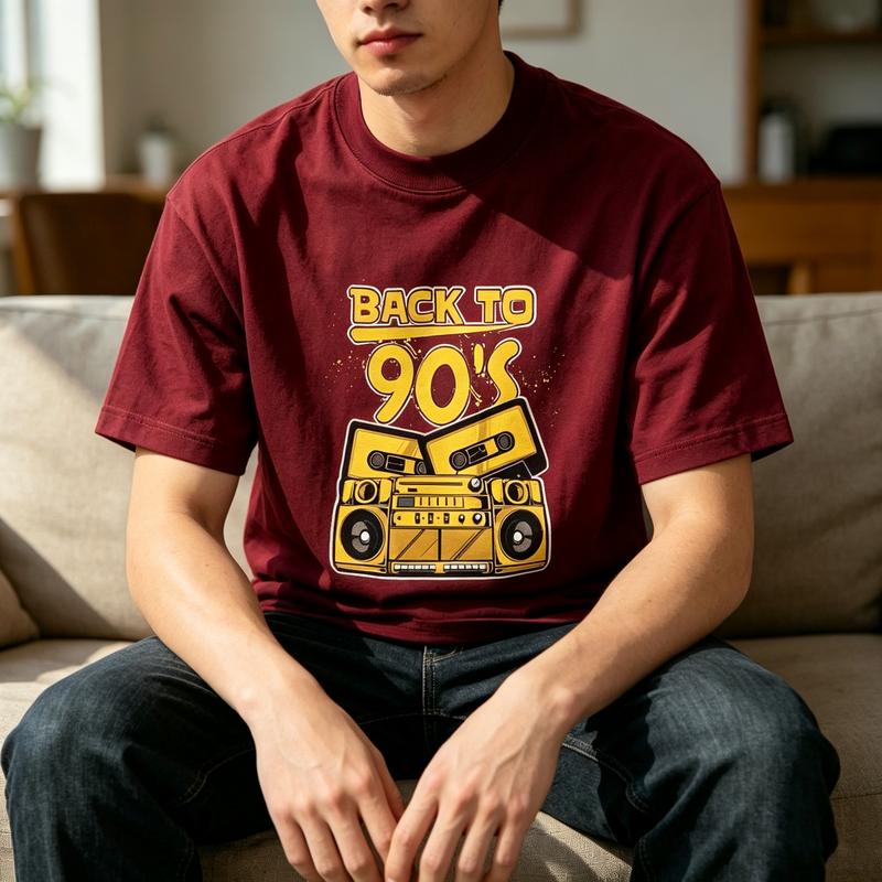 Back To 90s Retro Boombox Cassette Tape Graphic T Shirt Unisex Unisex Cotton Short Sleeve Tee Hip Hop Casual Summer Gift For 90s