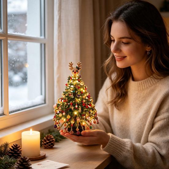 Kit Ornamento Festivo da Interno Kit Albero di Natale Perline Fai da Te, Set Artigianale Festivo in Cristallo Sintetico Decorazione per la Casa Fatta a Mano per Adulti Principianti, Fatto a Mano