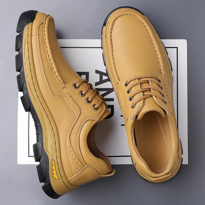 Fashion Non-Slip Mens Casual Shoes Retro Style Walking Sneakers Fashion Comfort Hiking Shoes Handmade Leisure Treking Footwear Trainers