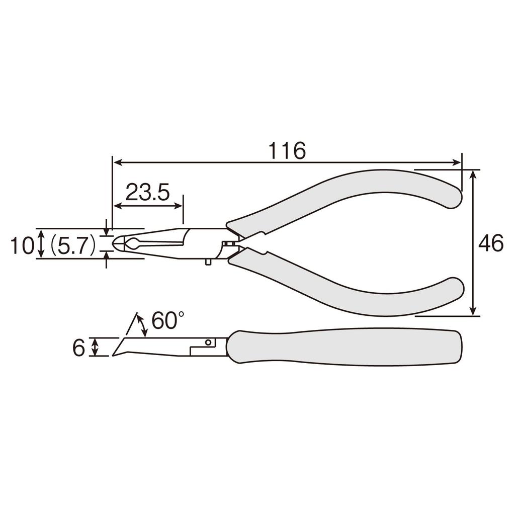 HOZAN End Nipper For Cutting In Deep Places Diagonal Blade Cutting Copper Wire Copper Stranded Wire Capacity 1.0mm, 0.9mm2 N-33
