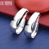 925 Sterling Silver Water Drop Wide Hoop Earrings Fashion Jewelry Evening Jewelry