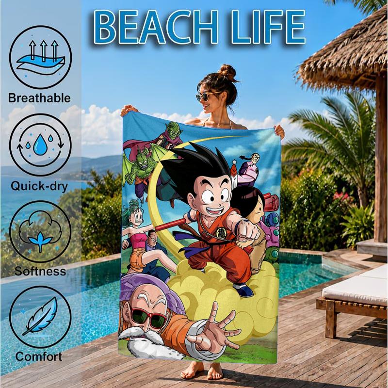 Toalla de Playa con Ilustración de Anime de Dragón, Toalla de Playa de Microfibra, Perfecta Para Piscina, Playa, Viajes, Decoración del Hogar, Regalos para Fans de Fiestas en la Playa