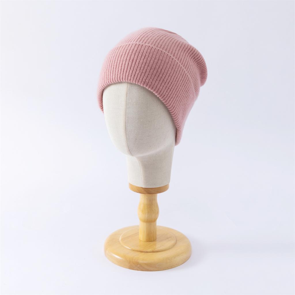 % Merino Pure Wool Knitted Wool Hat Autumn and Winter Warm Solid Color Flanged Cold Hat Men's and Women's Versatile Ear Protection Hat