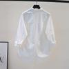 Plus Size Irregular Back Split Casual Elegant All-Match Loose Shirts And Blouses Women Solid Button Pocket Youthful Clothes Top