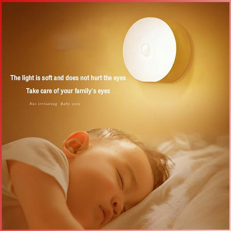 Lamp Night Light Usb Rechargeable Stick-On Sensor Light Wireless Cabinet Counter 6W Led Round Motion-Sensor Light