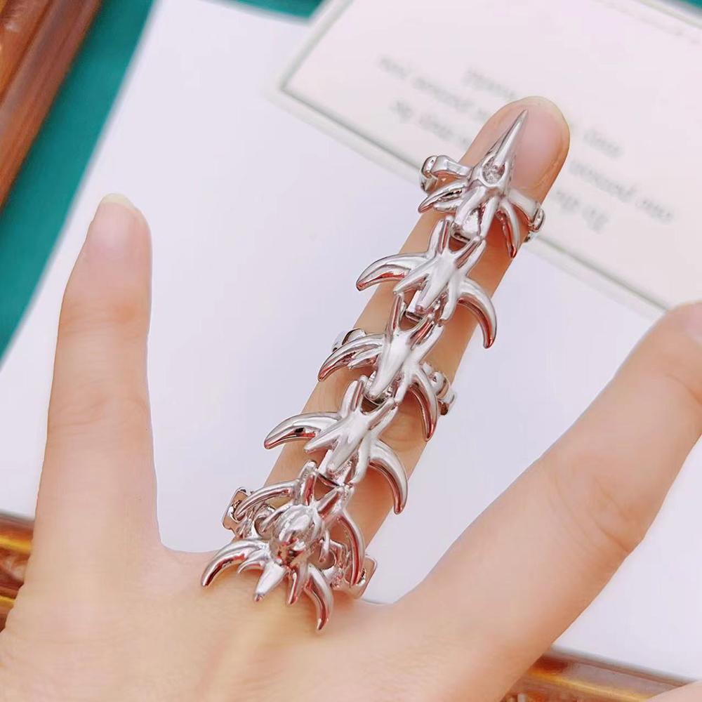 Y2K Goth Fashion Cold Sweet Cool Ring Cyberpunk Mechanical Wind Opening Can Adjust The Joint Ring Men Women Jewelry Accessories