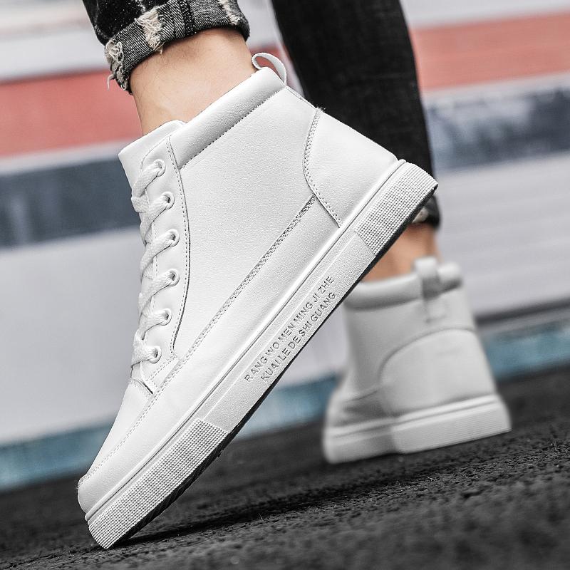 Par Sportskor Läder Casual Plattformsneakers för Kvinnor Höga Toppar Herrskor