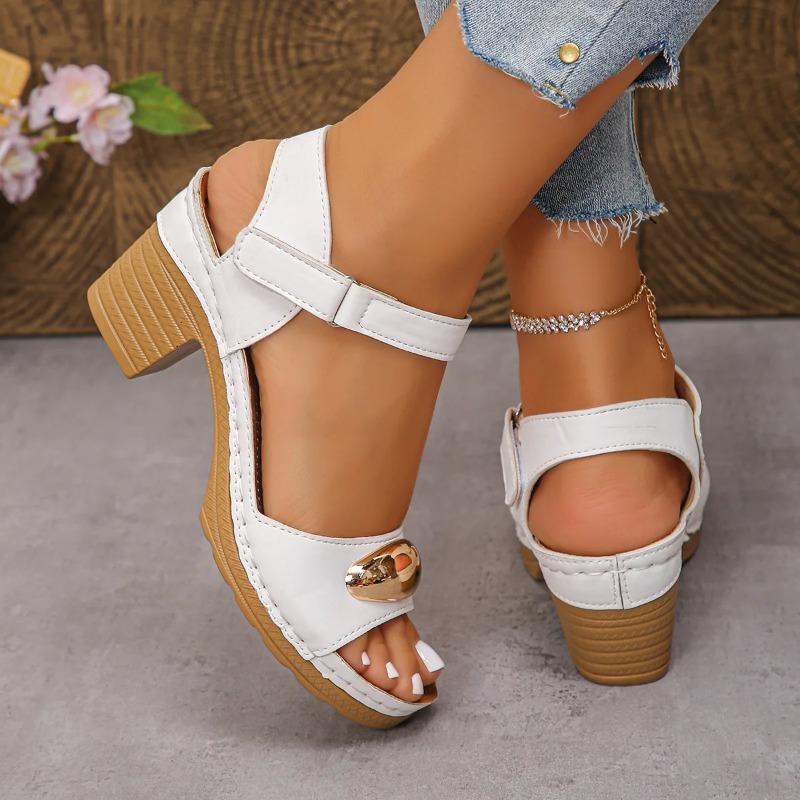 Women's Fashion Sandals Summer Coarse Heel Leisure Comfortable Retro Outdoor Beach Cool Pumps Open Toes Elegant Sandals
