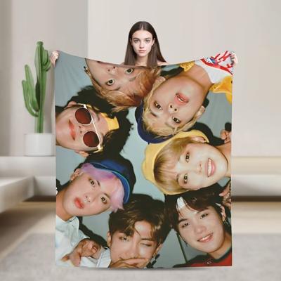 Kpop Musikband Flanelldecke Individuell hoffe Überwurfdecken für Sofa Bettwäsche Wohnzimmer Steppdecke