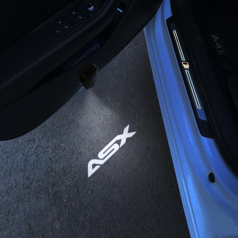 2PCS For Mitsubishi Ralli Art Lancer EX Pajero Outlander ASX Eclipse Cross Logo USB Car Door LED HD Courtesy Welcome Lights