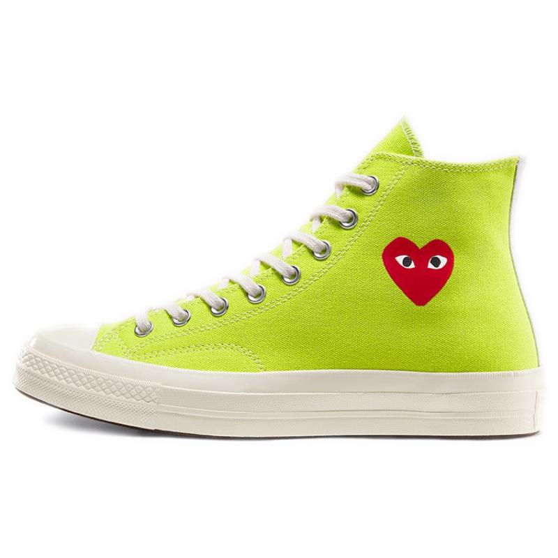 

CDG x Converse Chuck 70 High Удобные Повседневные Износостойкие Эспадрильи на Высокой Подошве Унисекс Ярко-зеленый 35