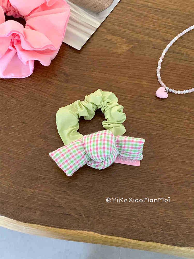 Children s Cute Plaid & Polka Dot Scrunchie Hair Tie