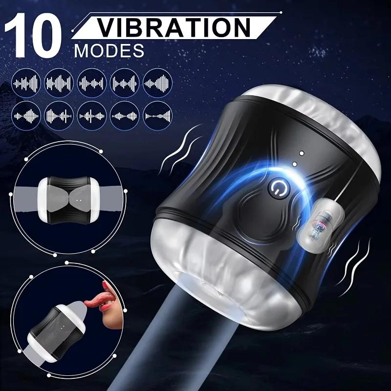 Male Piston Retractable Rotating Masturbator Penis Massage Powerful Vibrator Realistic Vagina Blowjob Male Adult Products