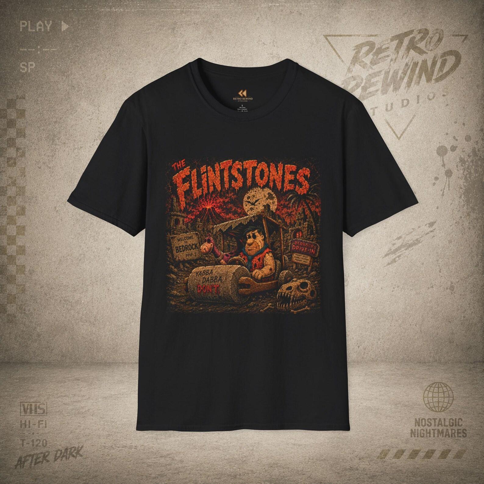 Flintstones Horror T-Shirt | Creepy Bedrock Graphic Tee | RetroRewind After Dark 4XL