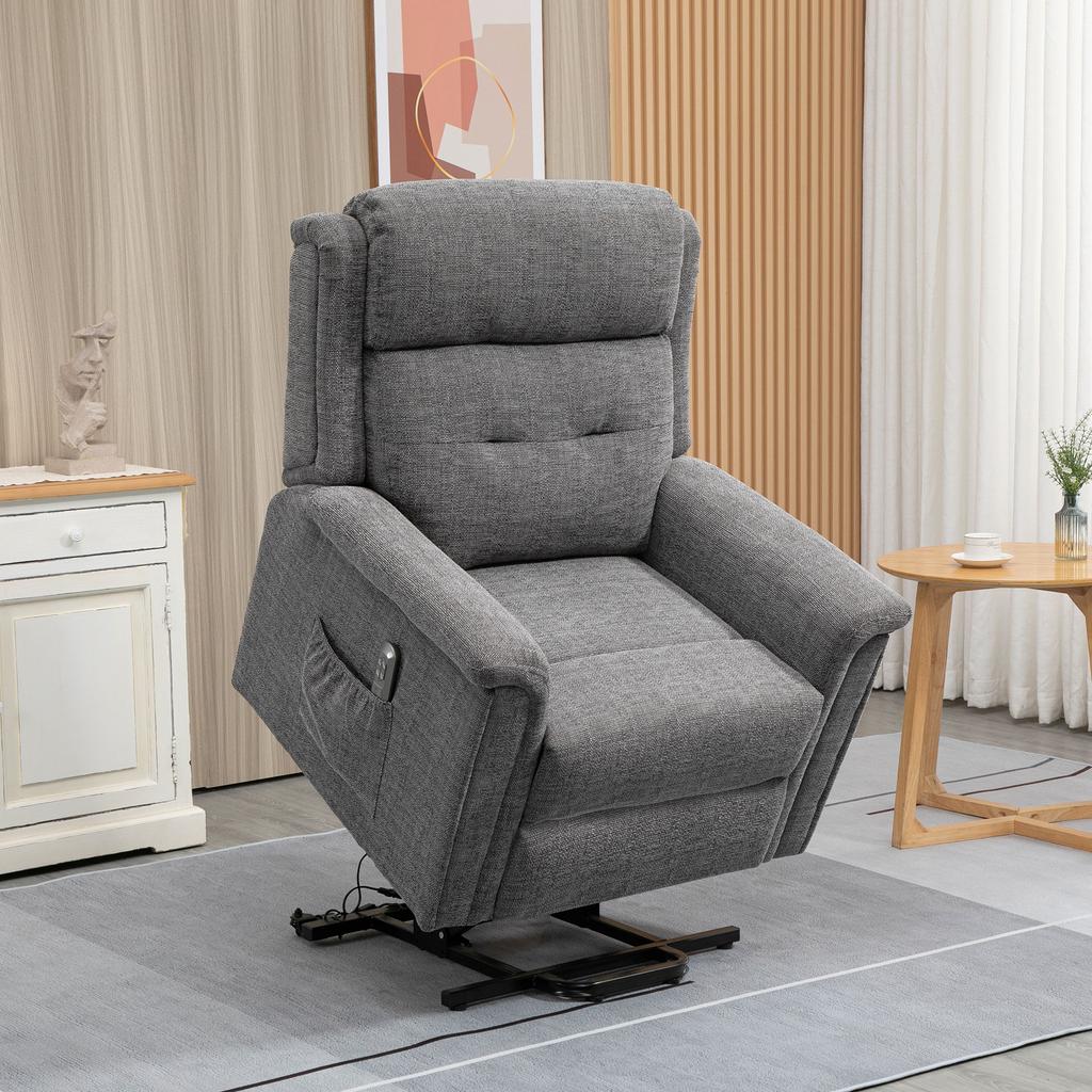Relax Chair with Standing Aid Incl. Remote Control Footrest Steel Gray