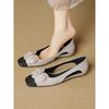 Great Single Shoes, Spring and Summer Flowers, Small Fragrant Style, Square Head, Low Heel, Thick Heel, Medium Heel, Gray Sandals.