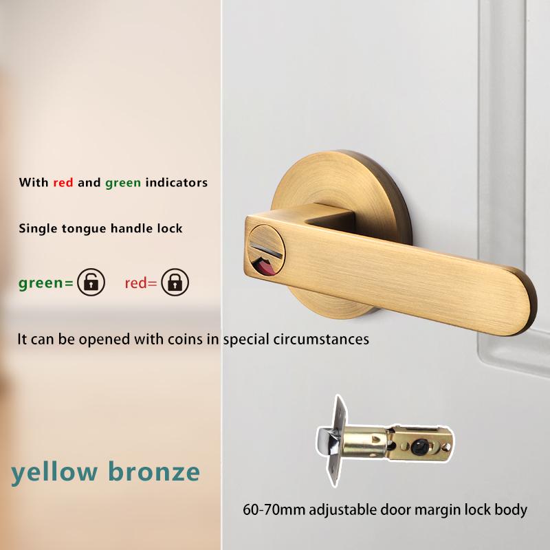 Indoor Door Indication Lock Household Keyed Three-lever Handle Lock White Bathroom Occupied or Unoccupied Door Handle