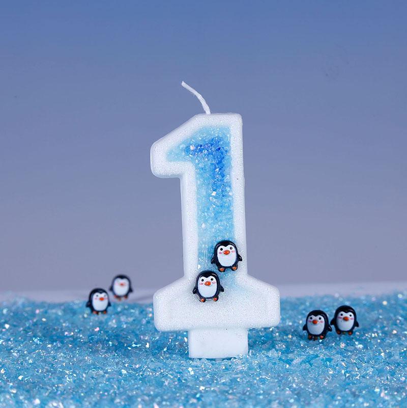 Cute Penguin Birthday Candles 3D Antarctic Glacier 0-9 Number Nice Party Wedding Cakes Decorations