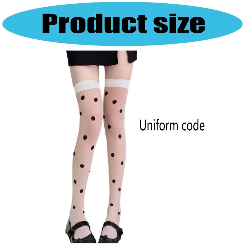 Women Stockings with Attached Garter Belt Japanese Round Dot Jacquard Pattern Sheer Pantyhose Tights Thigh High Long Socks