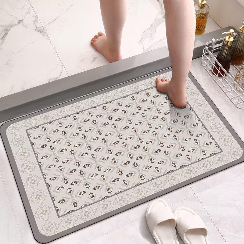 Kieselgur gepolsterter Teppich saugfähige schnelltrocknende Fußmatte Bodenmatte Badezimmertür rutschfest Toilette
