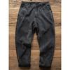 Men's Straight-Leg Loose Jeans, Heavy-Duty Pure Cotton, Washed Black, Textured Denim Pants, Casual Trousers, Trendy