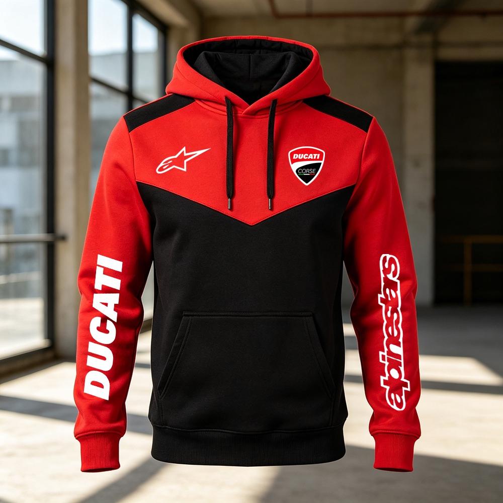 Herren Ducati Corse MotoGP Racing Hoodie Pullover Sweatshirt Lässig Motorrad Sport Kapuzenoberteil