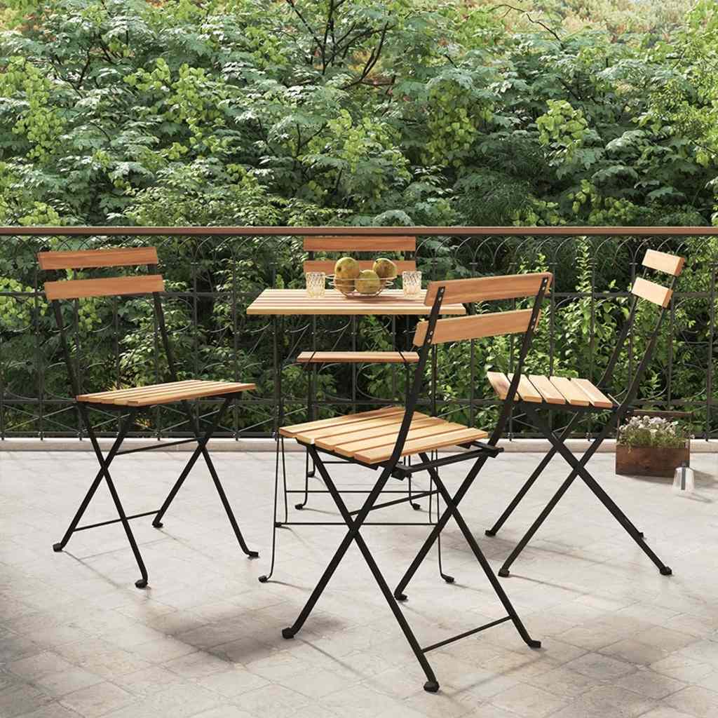 vidaXL Klappstühle, 4 Stück, Massivholz Teak und Stahl